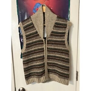 St Johns Bay Womens Small Fair Isle Full Zip Sweater Vest Shawl Collar